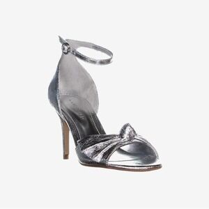 Marc Fisher‎ - Women's Brodie Buckle Knotted Heel Sandals - Size 8.5 - Silver